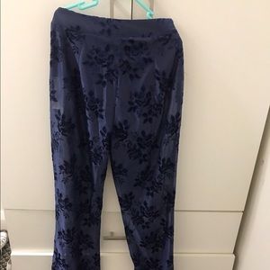 Lace Floral Navy Blue Pants